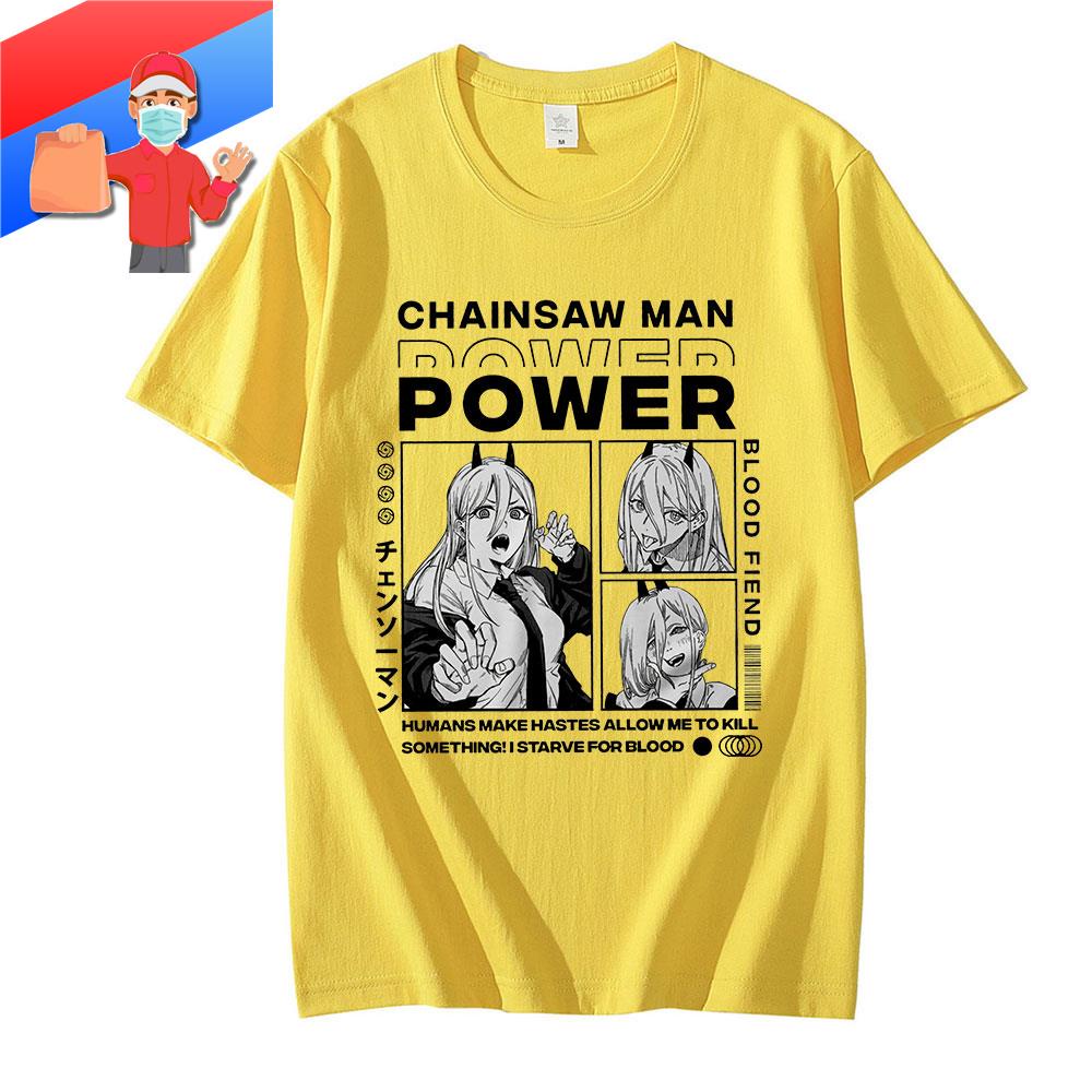 เสื้อยืดสีขาว-chainsaw-man-denji-power-anime-fashion-prints-oversized-t-shirt-women-men-shirts-เสื้อยืด-เสื้อยืดสีพ-17