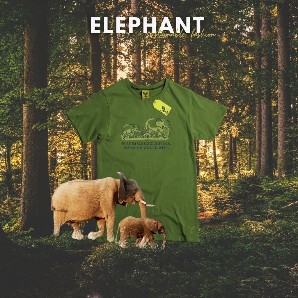 พร้อมส่ง-เสื้อยืดผู้ใหญ่-รุ่นเบสิค-ลาย-ช้าง-คอตตอน-100-เสื้อรักษ์โลก-by-acts-of-green