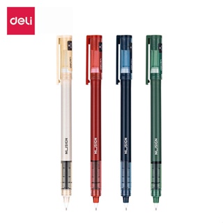 Deli ปากกาเจล หมึกดำ ปากกาดำ ปากกาหมึกเจล สีดำ 0.5 mm ปากกา Roller ink สุ่มสี Roller Pen