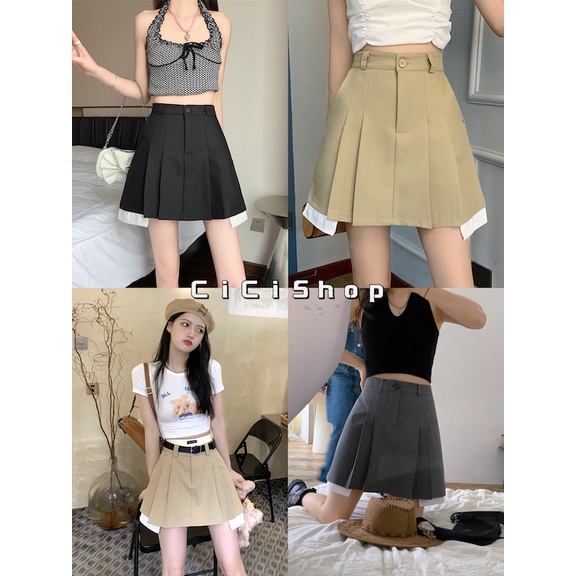 cicishop-289-กระโปรงสั้นเอาสูง-อัดจีบผ้าดีมาก-ทรงสวยให้ลุคคุณหนูสุดๆๆ