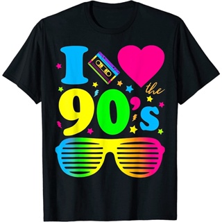 เสื้อยืดแขนสั้น พิมพ์ลาย I Heart The Nineties 3 มิติ คุณภาพสูง สไตล์พังก์ 1990s 90s สําหรับผู้ชาย