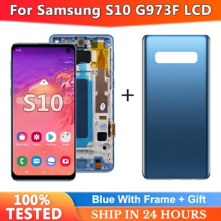 หน้าจอสัมผัส LCD ดิจิไทเซอร์ คุณภาพสูง พร้อมกรอบ สําหรับ Samsung Galaxy S10 SM-G973F SM-G973U SM-G973W S10