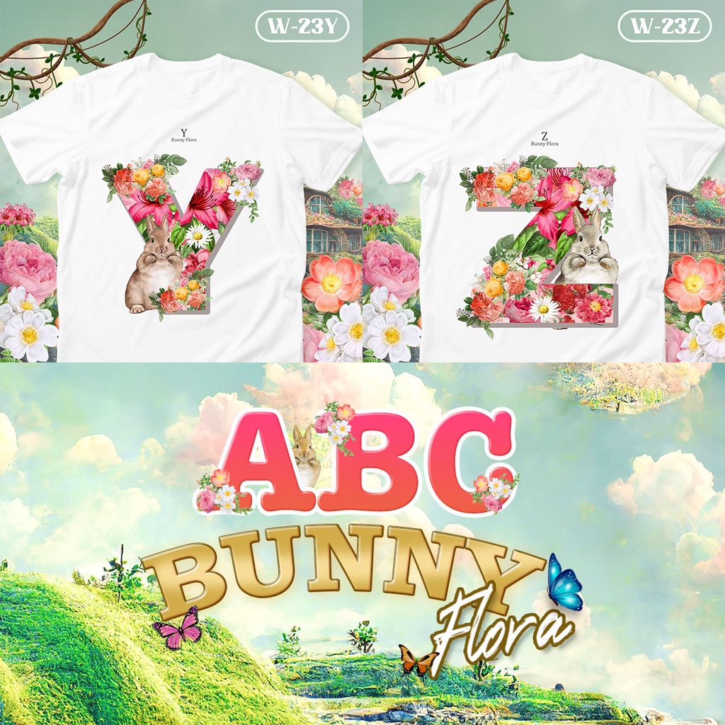 s-5xl-ผ้าฝ้าย-100-เสื้อยืดตัวอักษร-bunny-flora-ตัวอักษร-y-z