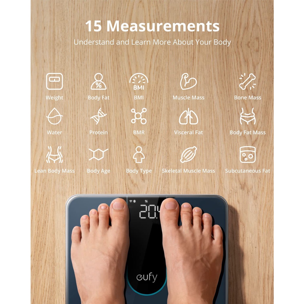 eufy-smart-scale-p2-เครื่องชั่งน้ำหนัก-วัดค่าสุขภาพ-15-รายการ-เชื่อมต่อแอปคำนวนแคลอรี่-บันทึกผลและส่งออกได้