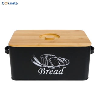 Large Capacity Metal Bread Bin Box Kitchen Food Storage Containers Outdoor Picnic Snack Storage Box with Handle and Bamb