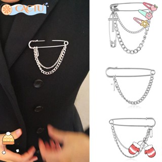 CACTU Punk Brooches Retro Minimalist Suit Accessory Long Chain