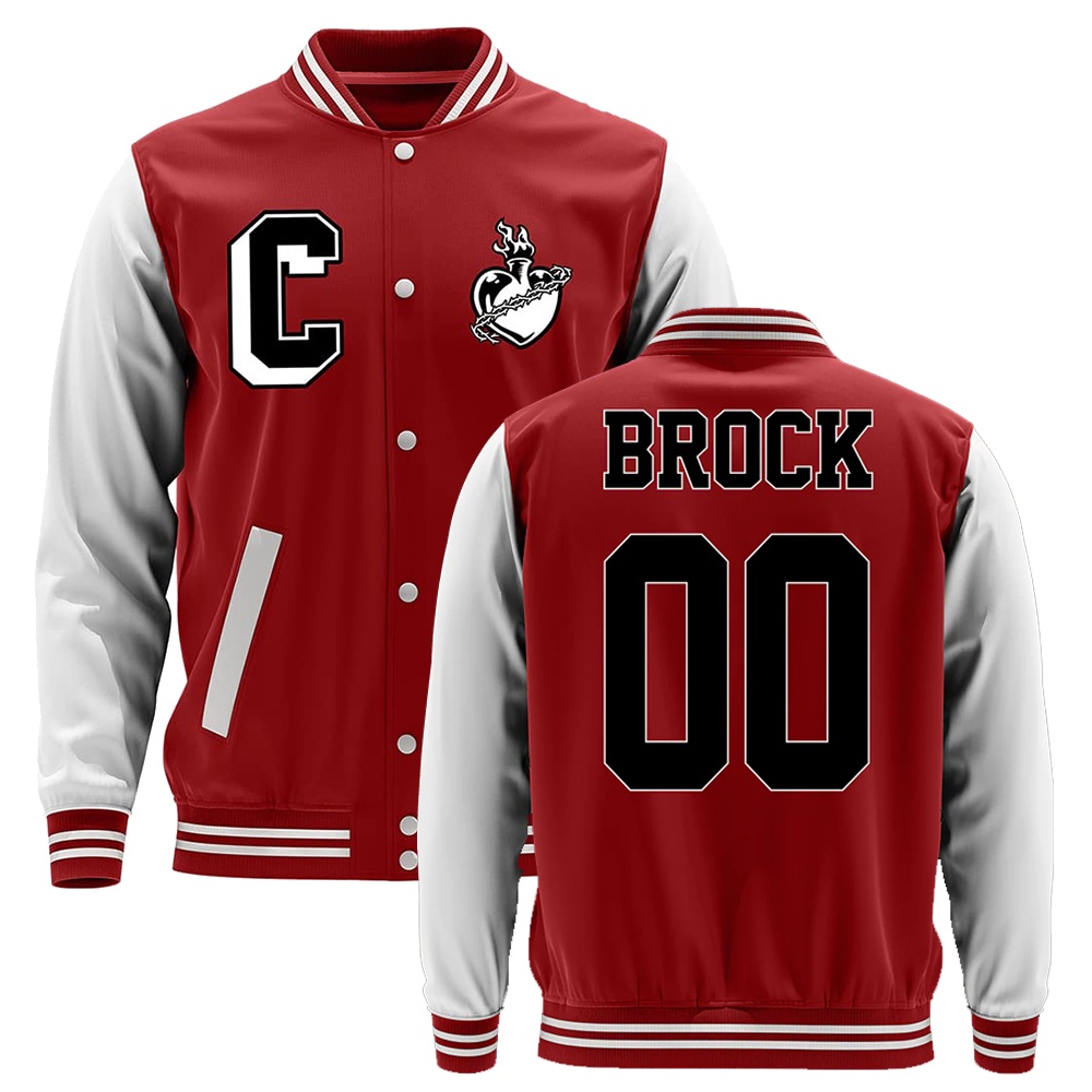 Colby brock red varsity jacket long sleeve baseball uniform xplr sam