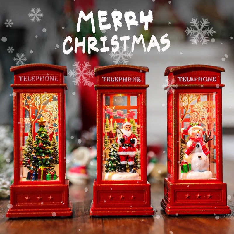 คริสต์มาส-ตู้โคมไฟโทรศัพท์-เรืองแสงพร็อพตกแต่งบ้าน-เทศกาลคริสต์มาส-ปีใหม่