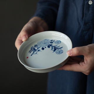 [Hydrangea Pot Cheng [Huayun] ฐานรองหม้อชาเซรามิค สีม่วง สําหรับครัวเรือน