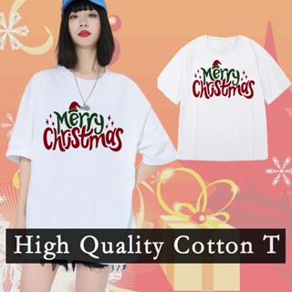 ⚡️ พร้อมส่ง⚡️ Unsex Christmas t shirt Cotton Family T Shirt Couple shirt Merry Chirstmas  Mom Dad Kids Clothes