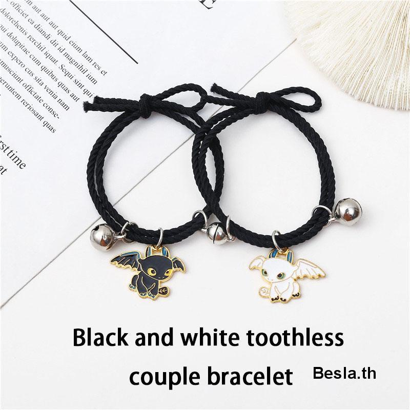 สร้อยข้อมือแม่เหล็ก-2-ชิ้นสีดำและสีขาวสร้อยข้อมือคู่แฟชั่นผู้หญิงผู้ชายคู่ของขวัญเครื่องประดับอุปกรณ์เสริม