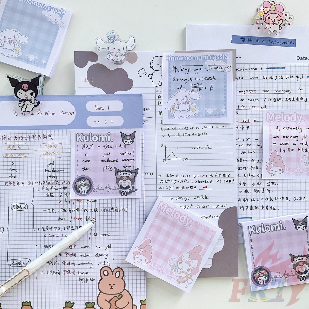 sanrio-กระดาษโน๊ตมีกาว-ลาย-kuromi-my-melody-cinnamoroll-50-แผ่น-ต่อชุด-n-times-แผ่นสติกเกอร์-ลายการ์ตูน-สําหรับติดตกแต่ง