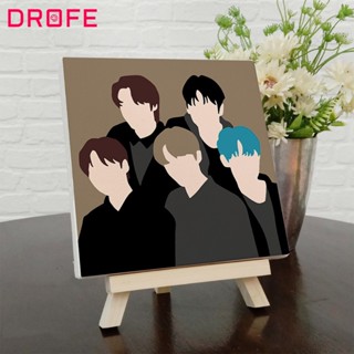 Drofe 【20*20 ซม. พร้อมกรอบ】ภาพวาดสีน้ํามัน ตามตัวเลข EXO BTS สําหรับตกแต่งบ้าน