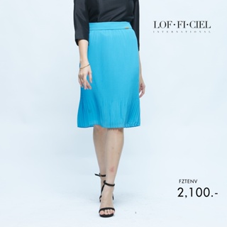 Lofficiel กระโปรงระดับมาตรฐาน PLEAT SKIRT สีฟ้าอ่อน (FZTENV)