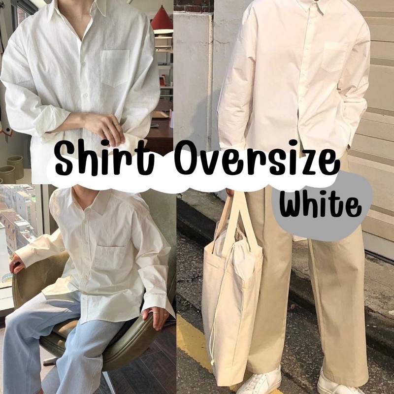 เชิ้ต-oversize-สำหรับหนุ่มๆ-สีขาว-งานป้ายเยอะมาก