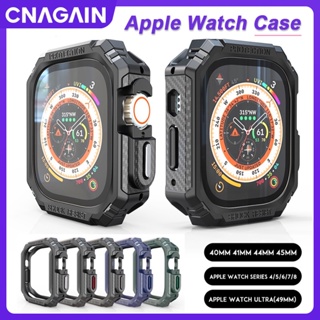 Cnagain เคสนาฬิกาข้อมือ PC คาร์บอนไฟเบอร์ กันกระแทก สําหรับ Apple Watch 8 Series 7 6 SE 5 49 มม. 40 41 44 45 มม.