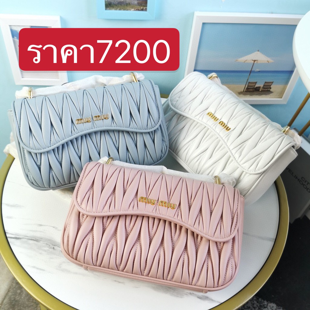 พรี-ราคา7200-miu-miu-5bd140-matelasse-หนังแกะ-กระเป๋าสะพาย-กระเป๋าสะพายข้าง