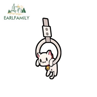 Earlfamily สติกเกอร์ ลายการ์ตูนแมวน่ารัก กันน้ํา 13 ซม. x 5.5 ซม. สําหรับตกแต่งรถยนต์ แล็ปท็อป