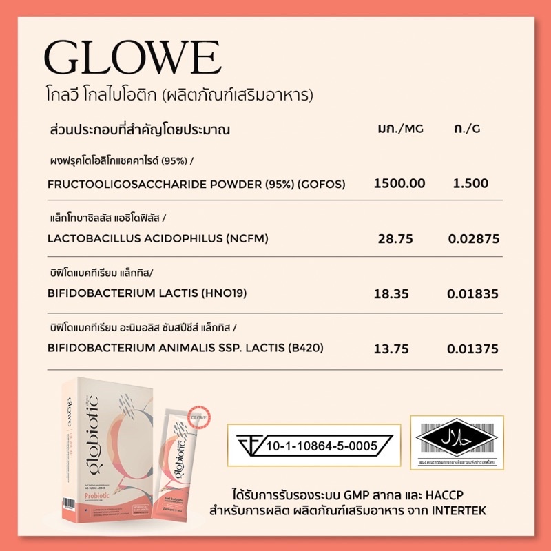 ภาพสินค้าExp.2024  Glowe Globiotic ช่วยระบบขับถ่ายดี กรดไหลย้อน เสริมภูมิคุ้มกัน ลดไขมัน Synbiotic โปรไบโอติก จากร้าน kidsandtreat บน Shopee ภาพที่ 3