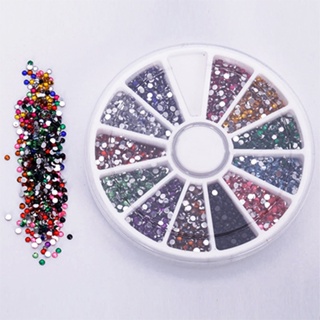 【AG】12 Colors 500 Pcs 2.0mm Tips Rhinestones Gems Wheel Nail Art Decor