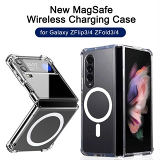 เคสโทรศัพท์มือถือ TPU แข็ง แบบใส กันกระแทก พร้อมช่องใส่บัตร สําหรับ Samsung Galaxy Z Flip 4 Z Flip 3 Z Fold 4 Z Fold 3
