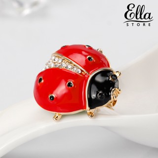 Ellastore123 เข็มกลัด รูปแมลงเต่าทองน่ารัก ประดับพลอยเทียม อุปกรณ์เสริม สําหรับติดผ้าพันคอ กระดุมหน้าท้องผู้หญิง