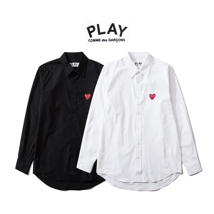 play-เสื้อเชิ้ตแขนยาว-คอปกโปโล-ปักลายหัวใจ-สําหรับผู้ชาย-และผู้หญิง