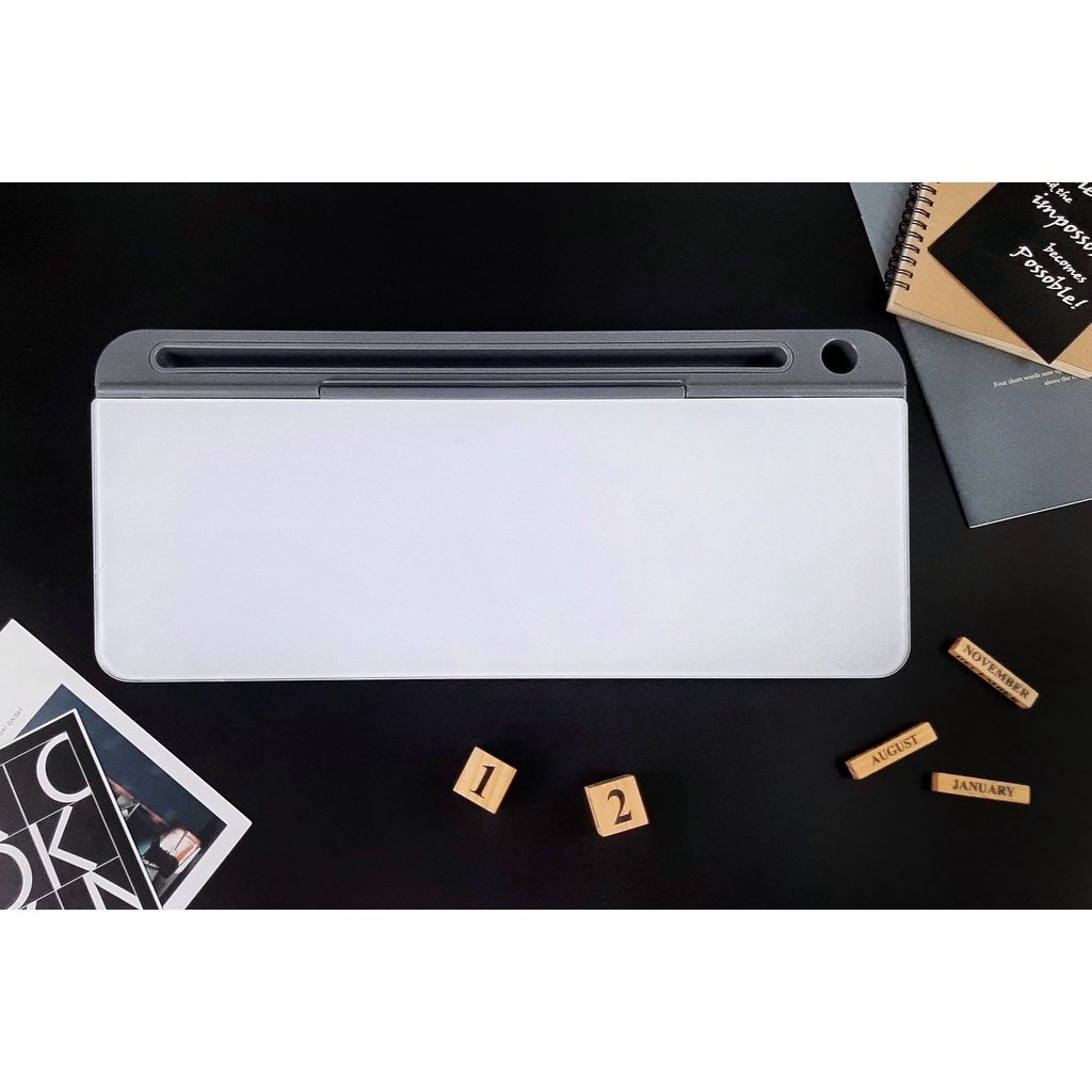 ไวท์บอร์ดกระจกตั้งโต๊ะ Desktop Glass Board จัดโต๊ะคอม ไวท์บอร์ดตั้งโต๊ะ