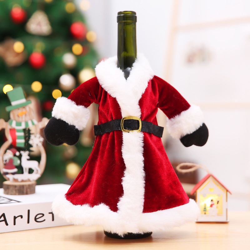 ปลอกขวดไวน์-ผ้ากํามะหยี่-ลายคริสต์มาส-สร้างสรรค์-สําหรับตกแต่งโต๊ะอาหารค่ํา-ปีใหม่