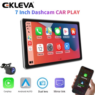 Ekleva 2023 ใหม่ กล้องบันทึกวิดีโอ GPS บลูทูธ ไร้สาย 7 นิ้ว 4K DVR มีสาย สําหรับรถยนต์ Apple CarPlay Android AUX