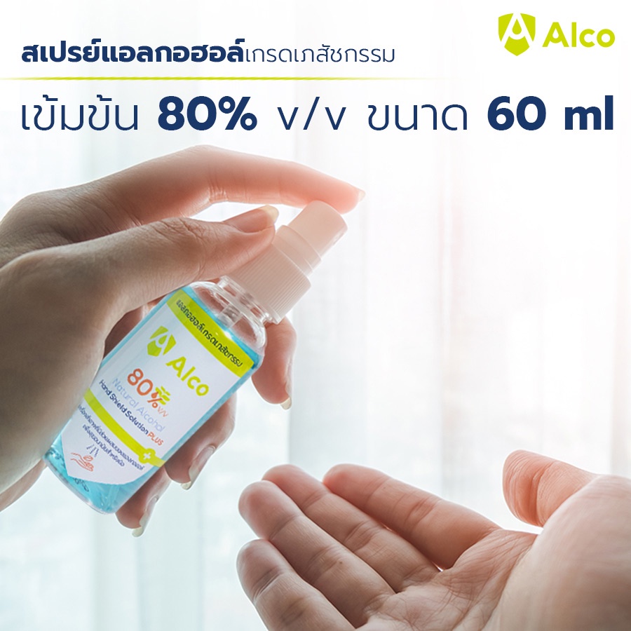 ภาพหน้าปกสินค้าสูตรใหม่เข้มข้น80% Alco Hand Shield Solution PLUS 60ml สเปรย์แอลกอฮอล์พกพา แอลกอฮอล์ที่สูงกว่า Food Grade