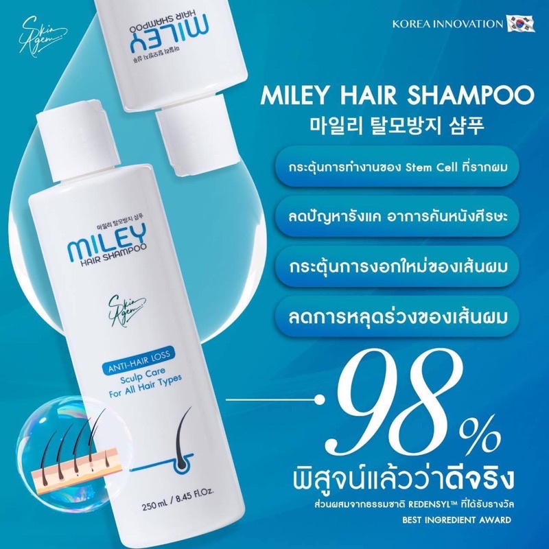 ซื้อ-1-แถม-2-แชมพู-miley-250-ml-ผมกลับมาแล้ว-มิลเล่-แฮร์-แชมพู-ด้วยนวัตกรรมใหม่จากประเทศเกาหลี-เปปไทด์จากสเต็มเซลล์