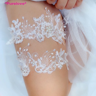 Purelove&gt; 2Pcs Wedding Garter Lace Beads Embroidery Flower Sexy Garters Women/Female/Bride Thigh Ring Bridal Lace Leg Ring Loop new