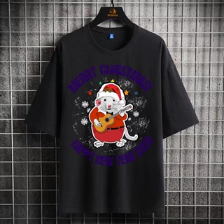 Christmas music hamsters Graphic Printed t-shirt  oversized tshirt for men women vintage clothes Streetwear tops  xmas