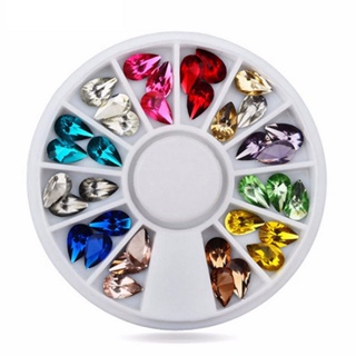 【AG】Mixed Color 3D Nail Art Tips Wheel Waterdrop Glitter Manicure Decor
