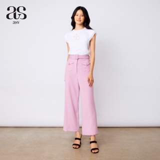 [asv aw22] Jill double-pocket pants กางเกงผู้หญิง ขายาว ทรงตรง แต่งพับชายขา แต่งกระเป๋าหน้า