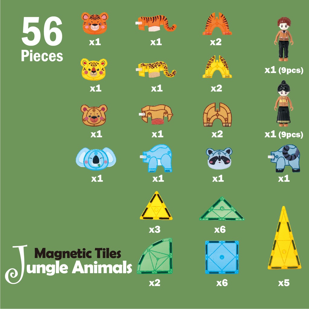 magnetic-tiles-jungle-animals-56-pieces-แผ่นตัวต่อแม่เหล็กชุดสัตว์ป่า-56-ชิ้น