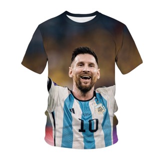 เสื้อยืดแขนสั้น พิมพ์ลาย Messi World Cup Champion สําหรับผู้ชาย