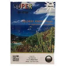 กระดาษโฟโต้ 160 แกรม กระดาษผิวมัน GLOSSY SUPER (A4 160 แกรม) 100 แผ่น