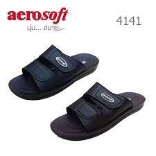 Aerosoft [รองเท้าแตะสวม 4141 4142 #1ในไทย size 39-45] Arch Support PU leather Sandals รองเท้าแตะแบบสวมผู้ชาย สาย ปรับได้