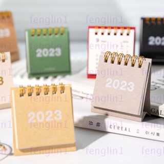 Fengling ปฏิทินตั้งโต๊ะ ขนาดเล็ก สีพื้น เรียบง่าย 2023