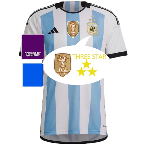 เสื้อกีฬาแขนสั้น-ลายทีมชาติฟุตบอล-argentina-world-cup-champion-three-stars-kun-aguero-dybala-2022-2023-ชุดเหย้า-สําหรับผู้ชาย