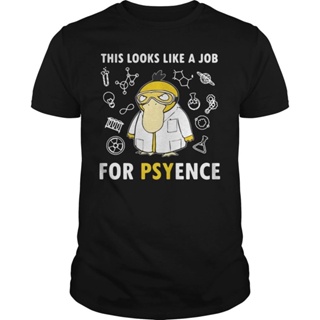 เสื้อยืดผ้าฝ้ายพรีเมี่ยม เสื้อยืดผ้าฝ้าย พิมพ์ลายการ์ตูน Psyduck This Looks Like A Job For Psyence สีดํา สําหรับผู้ชาย G