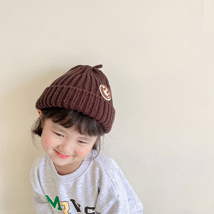 หมวกถัก-ผ้าวูล-ลายหน้ายิ้มน่ารัก-ให้ความอบอุ่น-แฟชั่นฤดูใบไม้ร่วง-และฤดูหนาว-สําหรับเด็กผู้ชาย-และเด็กผู้หญิง