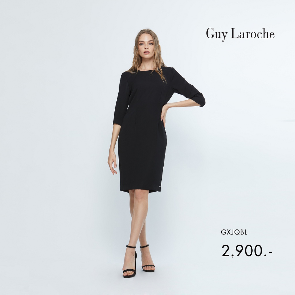 guy-laroche-ชุดเดรส-curvy-dress-basic-แซกสีดำ-แขนสามส่วน-gxjqbl