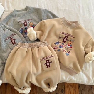 [Babycat] พร้อมส่ง ชุดเสื้อกันหนาว ผ้าฟลีซ แบบหนา ลายการ์ตูนหมี สไตล์เกาหลี ญี่ปุ่น เหมาะกับฤดูหนาว สําหรับเด็กผู้ชาย และเด็กผู้หญิง 2022