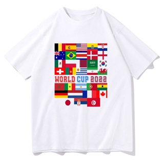 【cotton Tshirts👕】เสื้อยืด พิมพ์ลายกราฟิก ธงฟุตบอล Fifa World Cup Qatar 2022 สไตล์สตรีท แฟชั่นสําหรับผู้ชาย และผู้หญิง