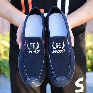 สินค้า QiaoYiLuo รองเท้าโลฟเฟอร์ แบบสวม สีดำ น้ำเงิน สำหรับผู้ชาย