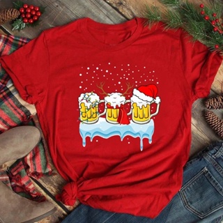 Kawaii Snowman Print Christmas T-shirt the New Year Clothes Black Short Sleeve tshirt for men Women Xmas RED Fash Xmas