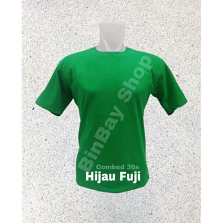 เสื้อยืด ผ้าฝ้าย สีเขียว ลาย Fuji COMBED 30S